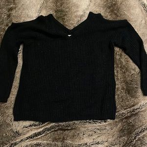 Black Sweater with Cut Off holes on shoulders